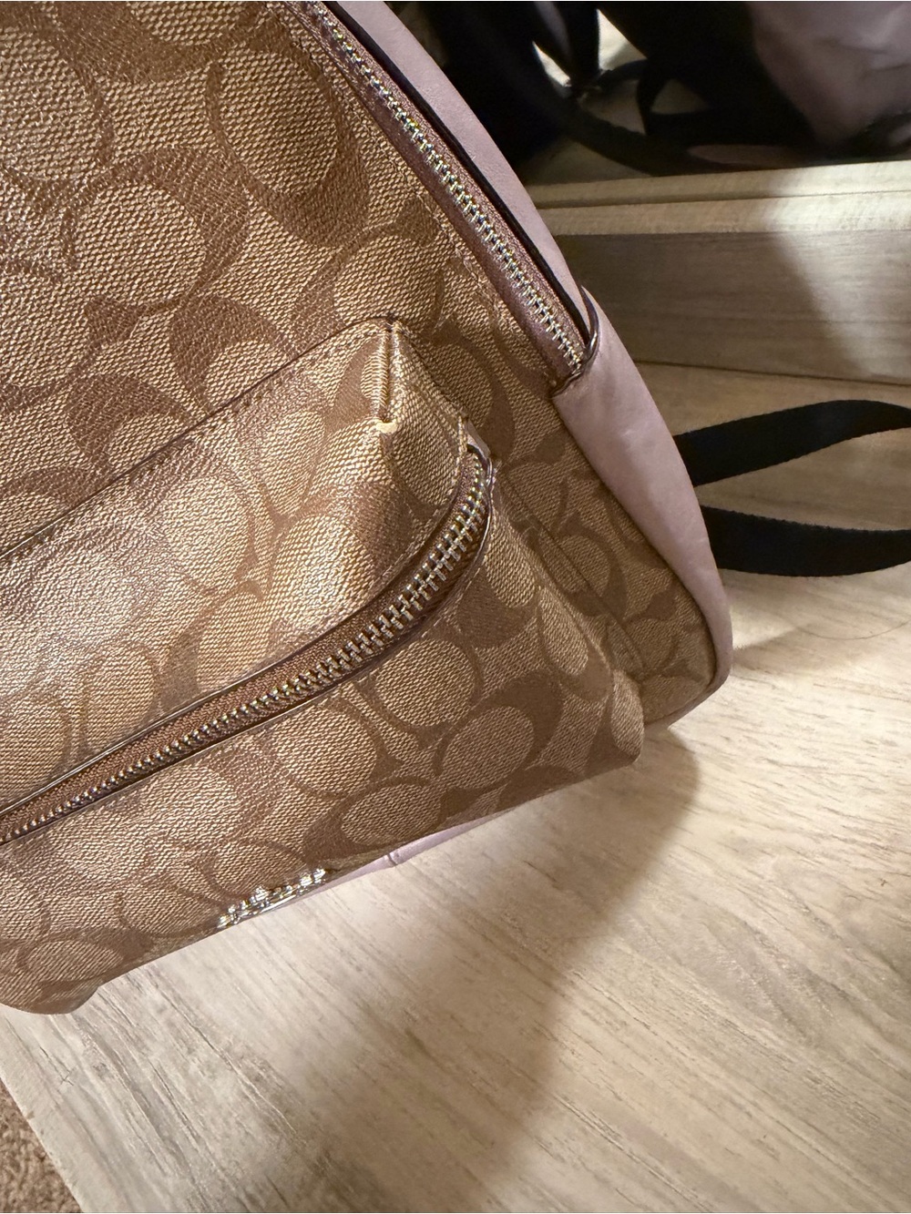 Coach Mini Backpack in Brown and Dusty Pink Trim - Picture 3 of 5